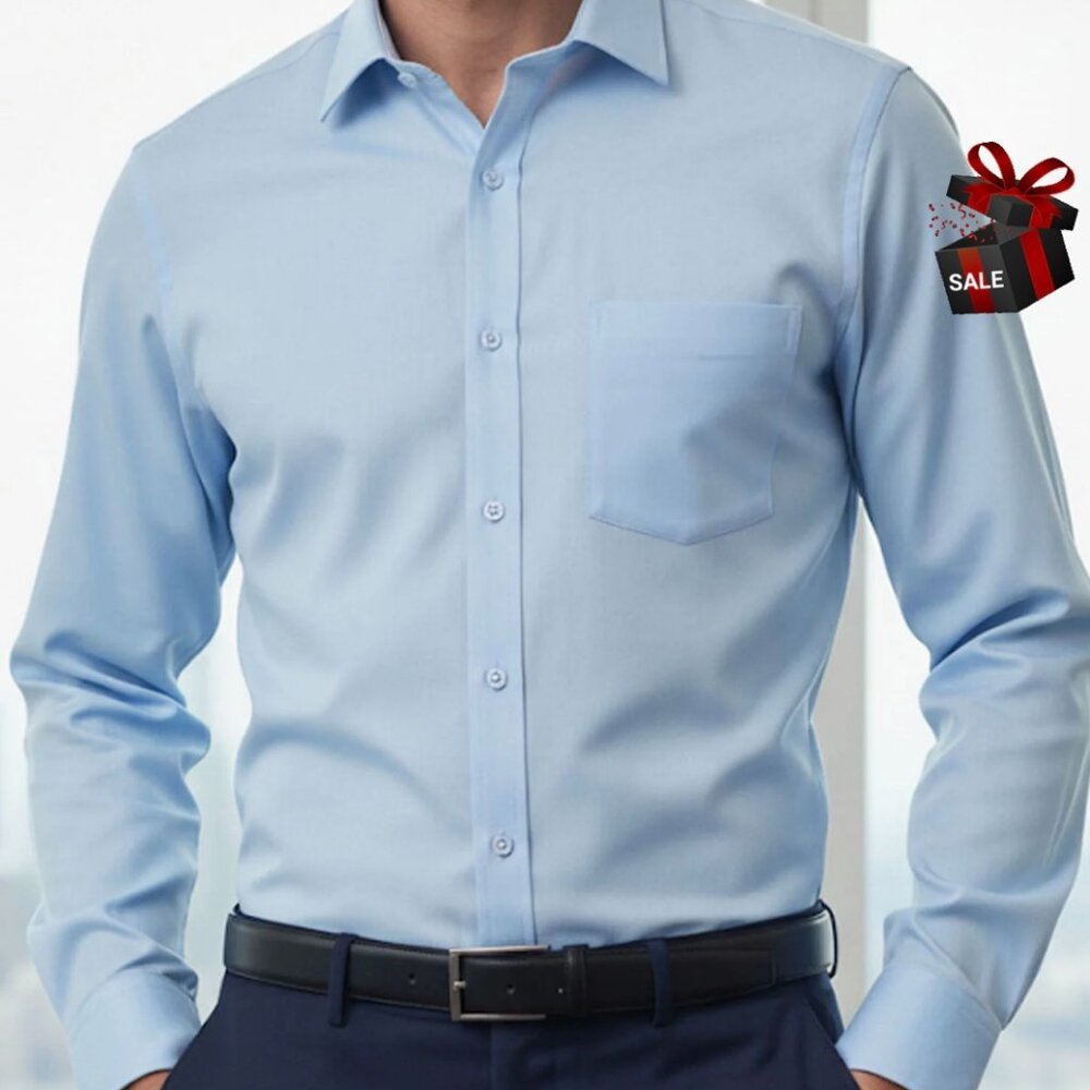✨ Sky Blue Men’s Long Sleeve Shirt – Size Medium ✨